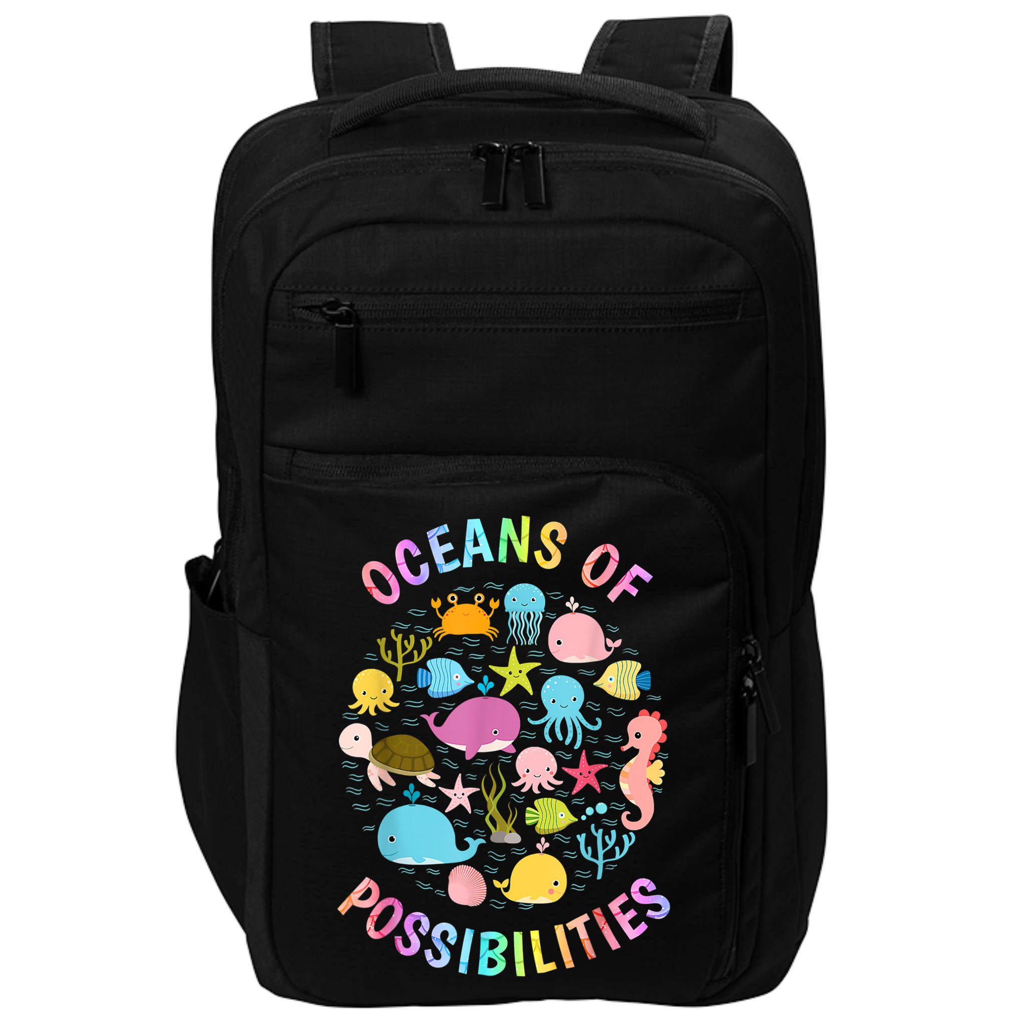 Cute Oceans Of Possibilities Summer Reading Sea Creatures Impact Tech Backpack