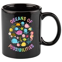 Cute Oceans Of Possibilities Summer Reading Sea Creatures 11oz C Handle Ceramic Mug
