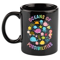 Cute Oceans Of Possibilities Summer Reading Sea Creatures 11oz C Handle Ceramic Mug