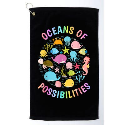 Cute Oceans Of Possibilities Summer Reading Sea Creatures Golf Towel