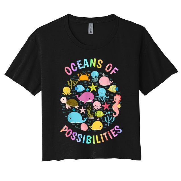 Cute Oceans Of Possibilities Summer Reading Sea Creatures Crop Top