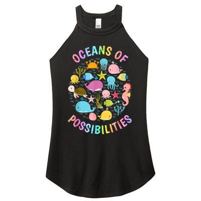 Cute Oceans Of Possibilities Summer Reading Sea Creatures Women's Perfect Tri Rocker Tank