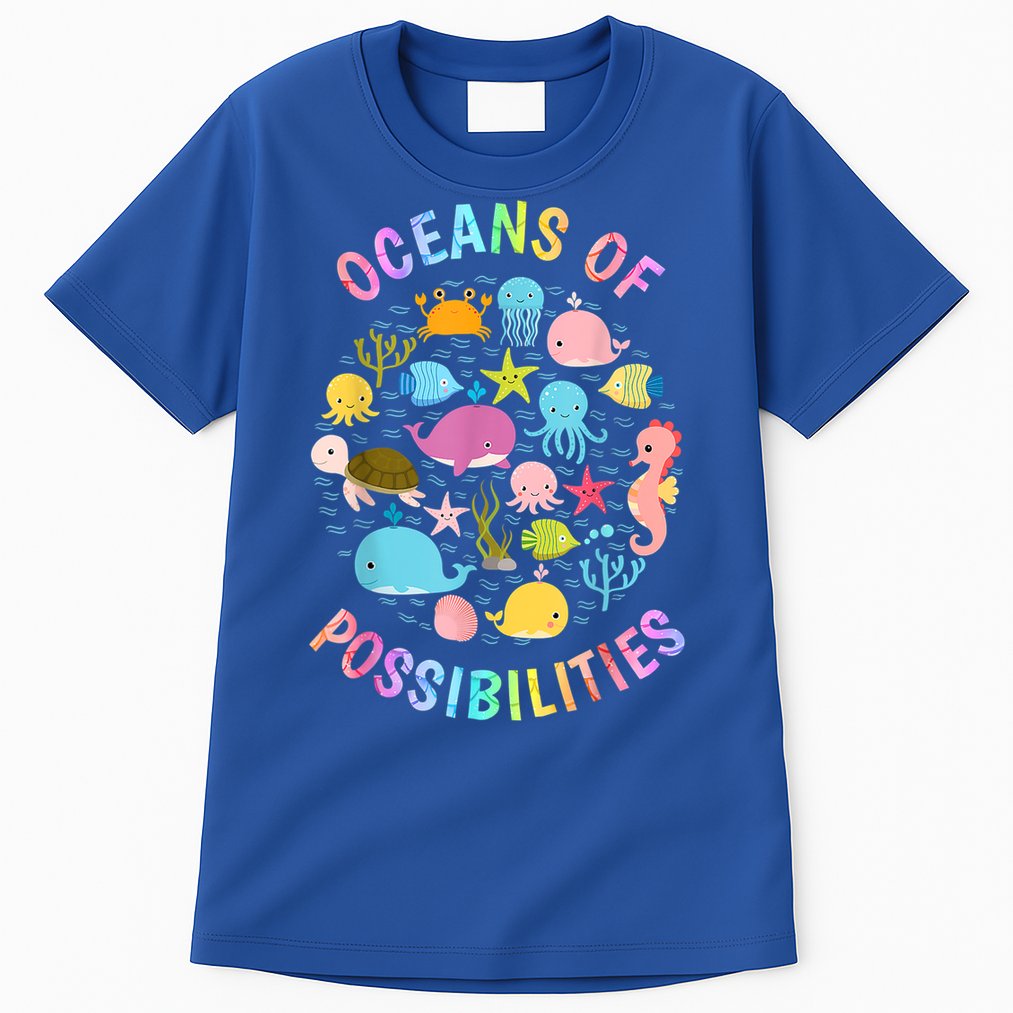 Cute Oceans Of Possibilities Summer Reading Sea Creatures Tall T-Shirt