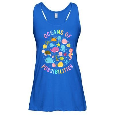 Cute Oceans Of Possibilities Summer Reading Sea Creatures Ladies Essential Flowy Tank