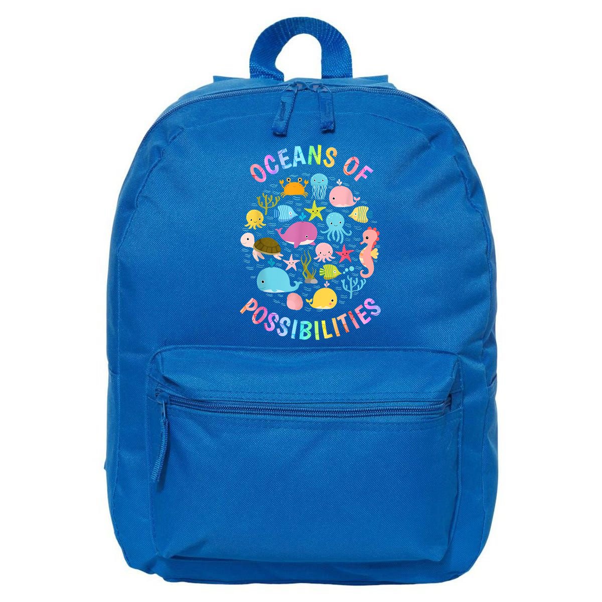 Cute Oceans Of Possibilities Summer Reading Sea Creatures 16 in Basic Backpack