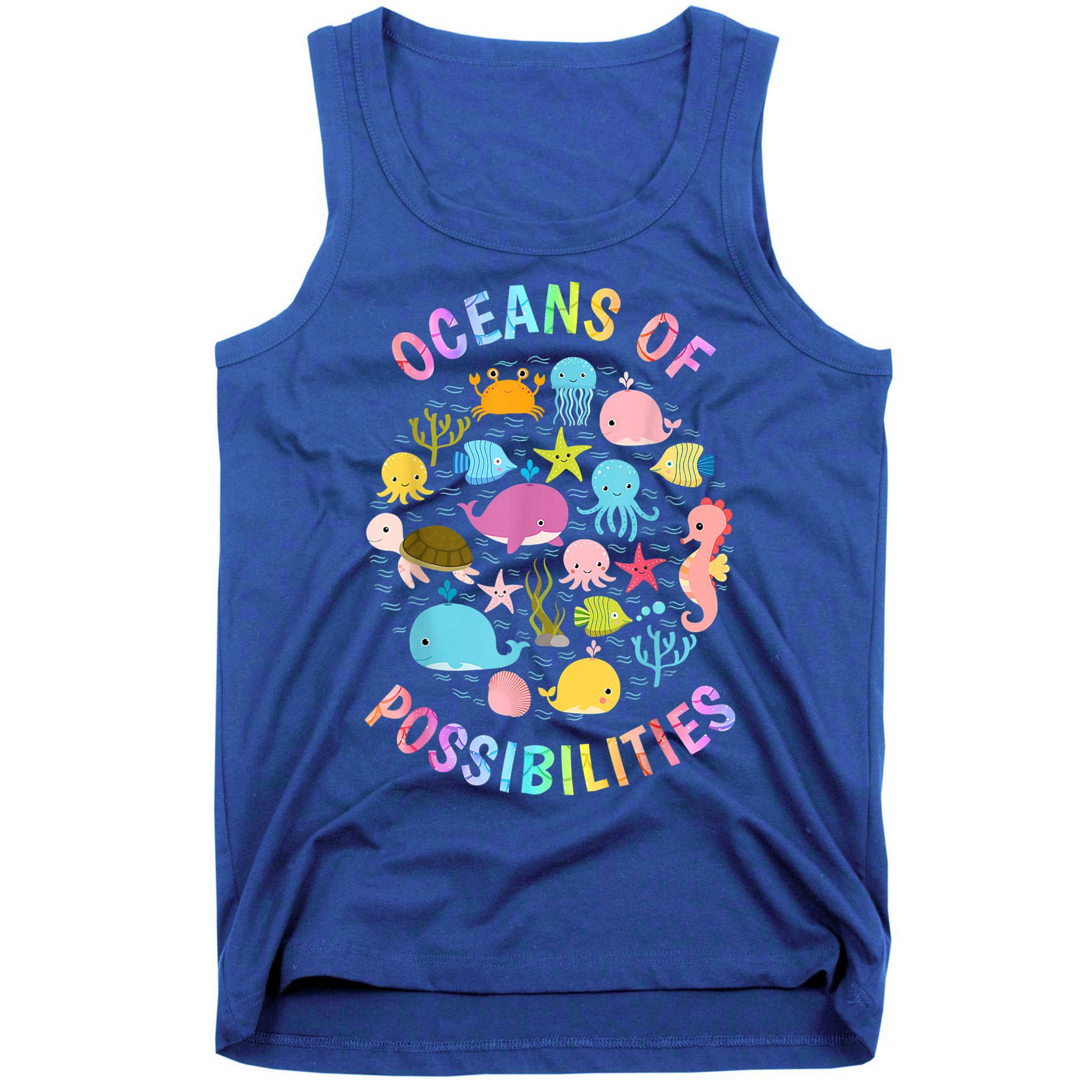 Cute Oceans Of Possibilities Summer Reading Sea Creatures Tank Top