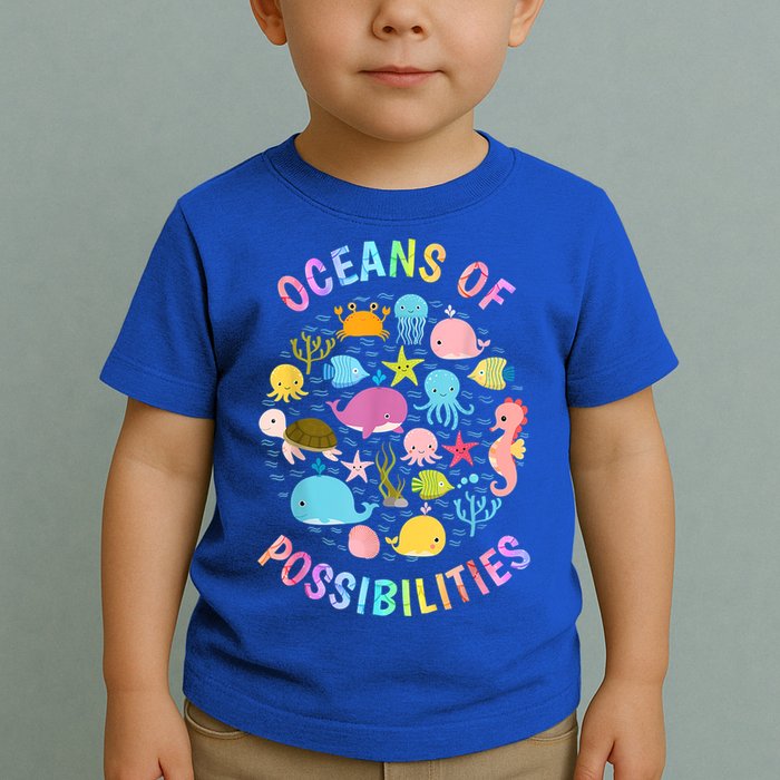 Cute Oceans Of Possibilities Summer Reading Sea Creatures Toddler T-Shirt