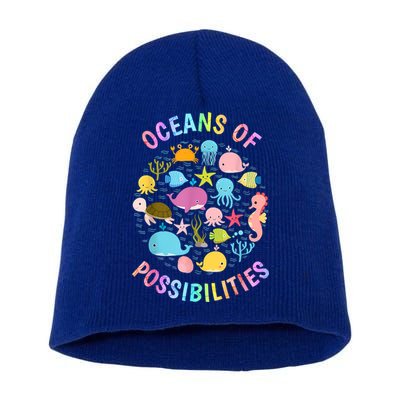 Cute Oceans Of Possibilities Summer Reading Sea Creatures Short Acrylic Beanie