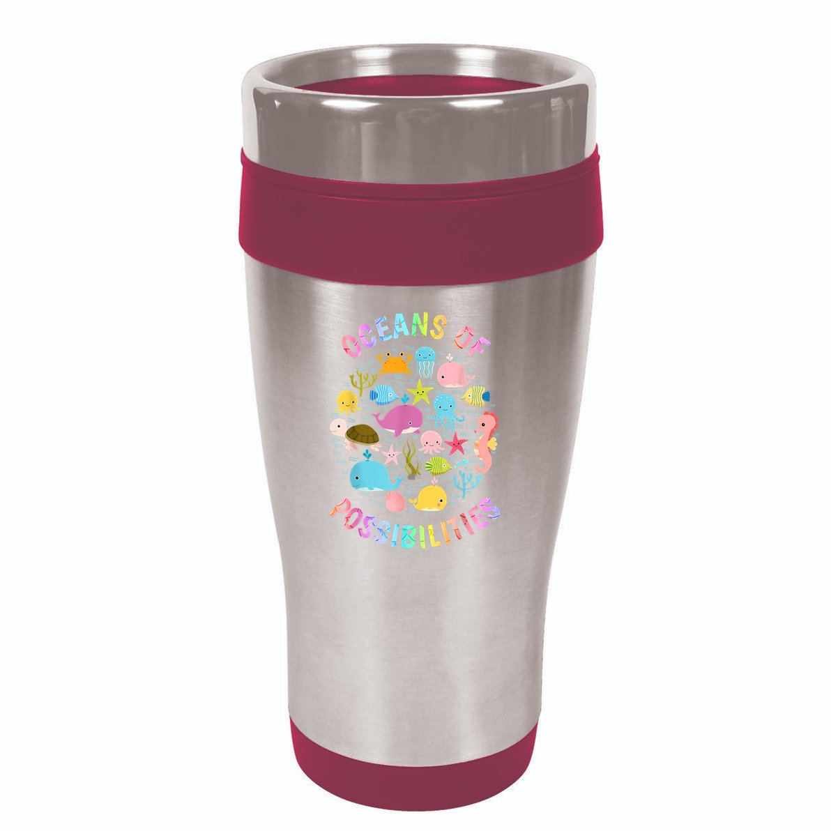 Cute Oceans Of Possibilities Summer Reading Sea Creatures 16oz Travel Tumbler