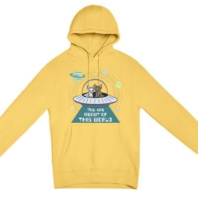 Cat Out Of This World Ufo Spaceship Premium Pullover Hoodie