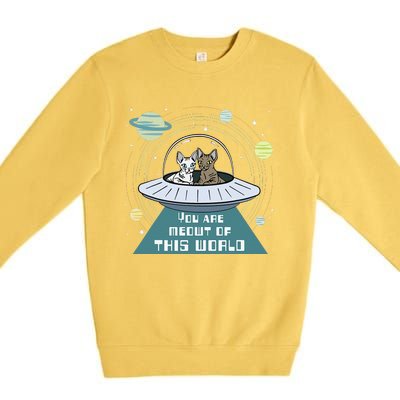 Cat Out Of This World Ufo Spaceship Premium Crewneck Sweatshirt