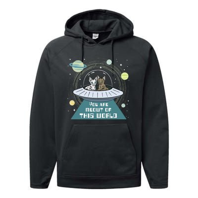 Cat Out Of This World Ufo Spaceship Performance Fleece Hoodie