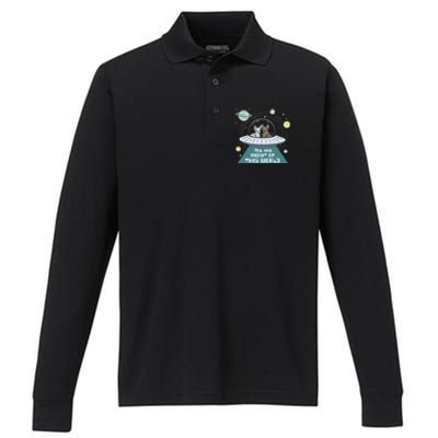 Cat Out Of This World Ufo Spaceship Performance Long Sleeve Polo