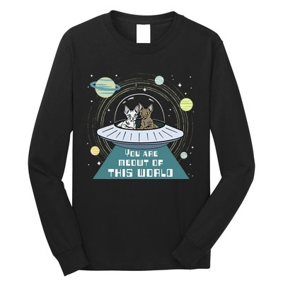 Cat Out Of This World Ufo Spaceship Long Sleeve Shirt