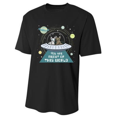 Cat Out Of This World Ufo Spaceship Performance Sprint T-Shirt