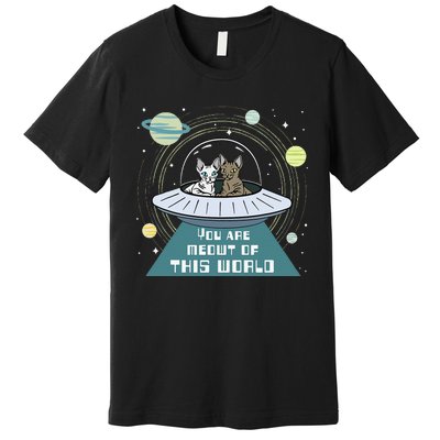 Cat Out Of This World Ufo Spaceship Premium T-Shirt