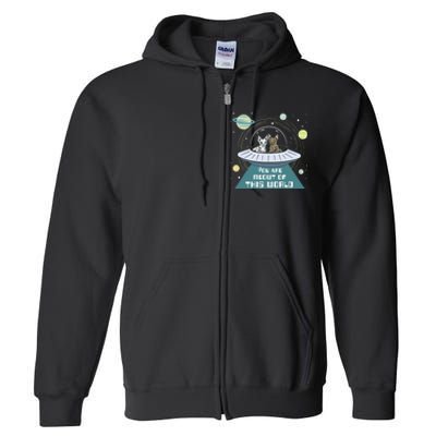 Cat Out Of This World Ufo Spaceship Full Zip Hoodie