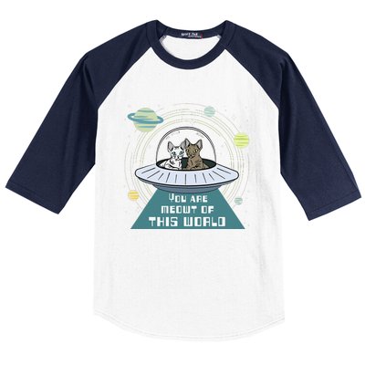 Cat Out Of This World Ufo Spaceship Baseball Sleeve Shirt