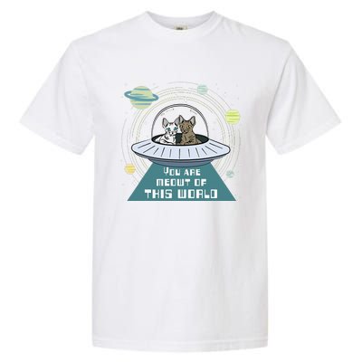 Cat Out Of This World Ufo Spaceship Garment-Dyed Heavyweight T-Shirt