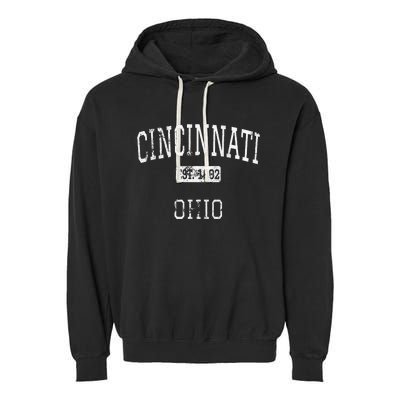 Cincinnati Ohio Oh Vintage Garment-Dyed Fleece Hoodie