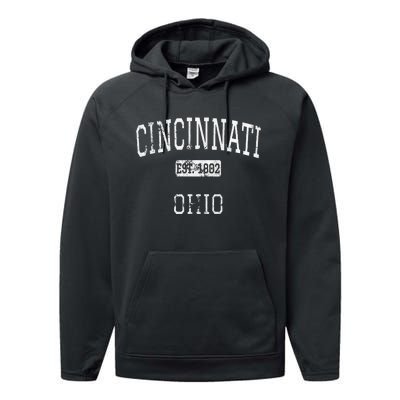 Cincinnati Ohio Oh Vintage Performance Fleece Hoodie