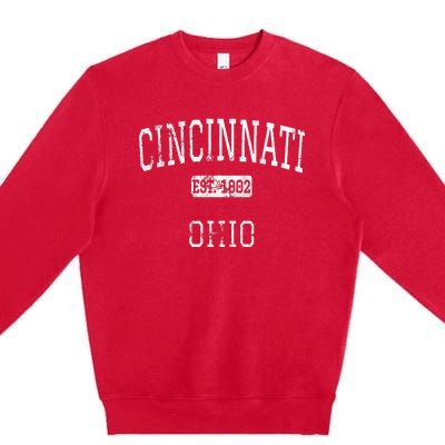 Cincinnati Ohio Oh Vintage Premium Crewneck Sweatshirt