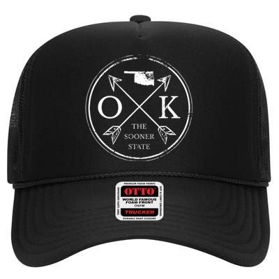 Cute Oklahoma Ok The Sooner State High Crown Mesh Back Trucker Hat