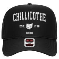 Chillicothe Ohio Oh Vintage Athletic Sports High Crown Mesh Back Trucker Hat