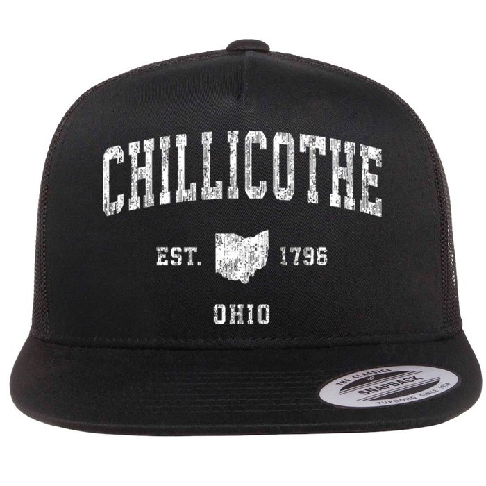 Chillicothe Ohio Oh Vintage Athletic Sports Flat Bill Trucker Hat