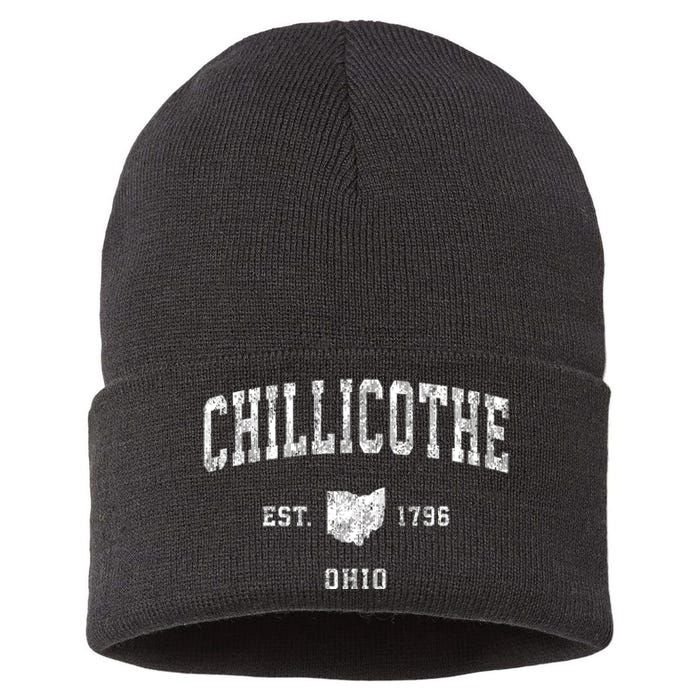 Chillicothe Ohio Oh Vintage Athletic Sports Sustainable Knit Beanie