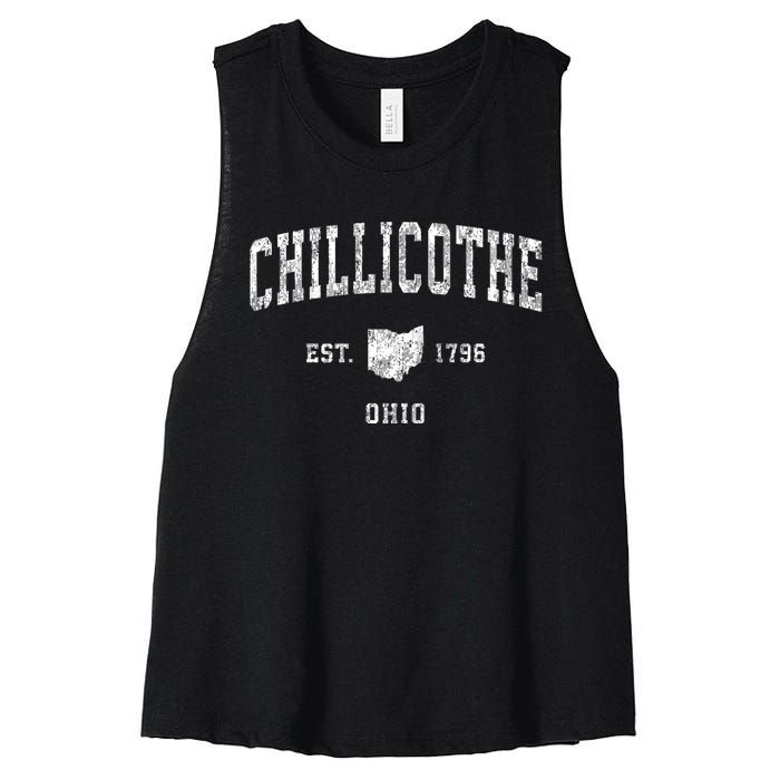 Chillicothe Ohio Oh Vintage Athletic Sports Women's Racerback Cropped Tank