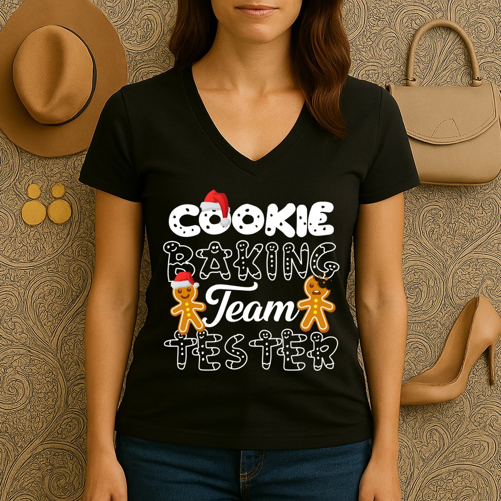 Cookie Baking Team Tester Gingerbread Christmas Women's V-Neck T-Shirt