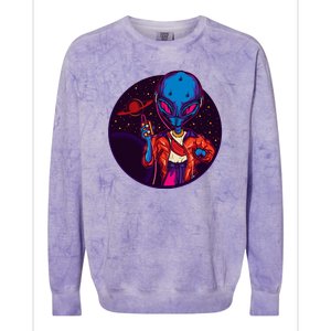 Cool Alien Headset Colorblast Crewneck Sweatshirt