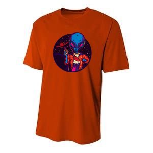 Cool Alien Headset Youth Performance Sprint T-Shirt