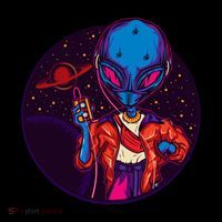Cool Alien Headset Sustainable Bucket Hat