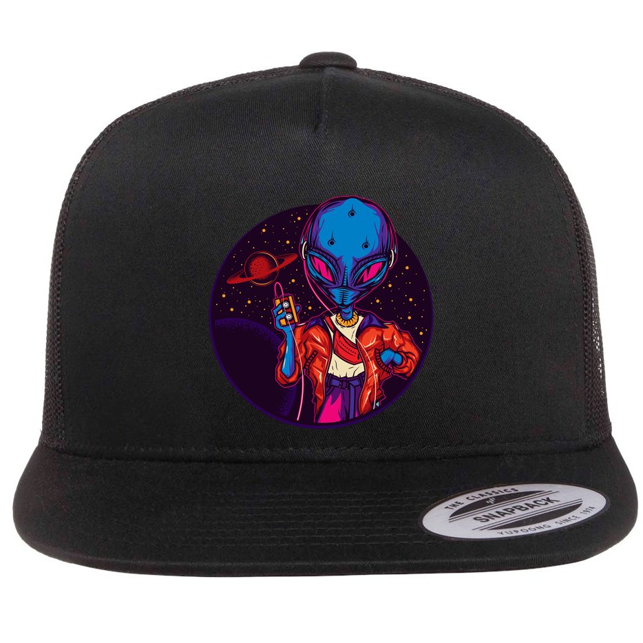 Cool Alien Headset Flat Bill Trucker Hat