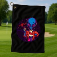 Cool Alien Headset Golf Towel
