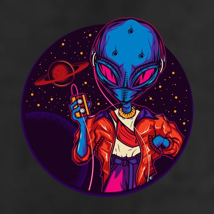 Cool Alien Headset Golf Towel