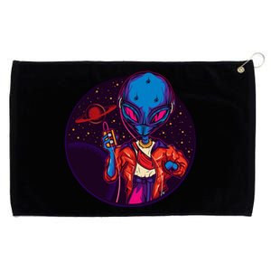 Cool Alien Headset Grommeted Golf Towel