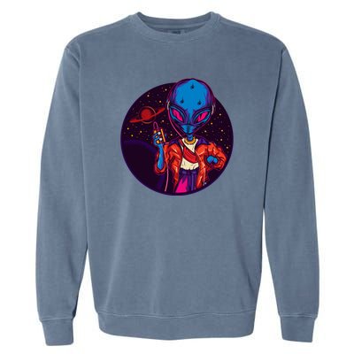 Cool Alien Headset Garment-Dyed Sweatshirt