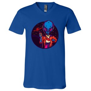 Cool Alien Headset V-Neck T-Shirt