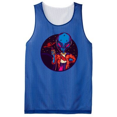 Cool Alien Headset Mesh Reversible Basketball Jersey Tank