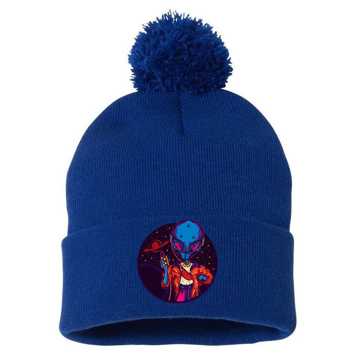 Cool Alien Headset Pom Pom 12in Knit Beanie