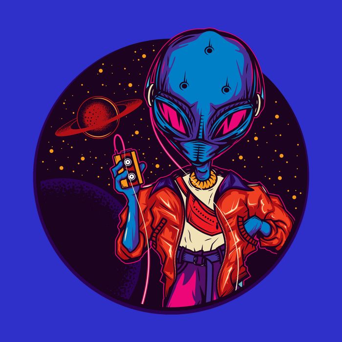 Cool Alien Headset Baby Bodysuit