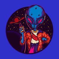 Cool Alien Headset Womens T-Shirt