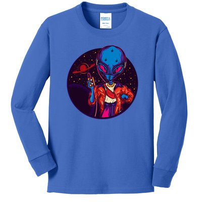 Cool Alien Headset Kids Long Sleeve Shirt