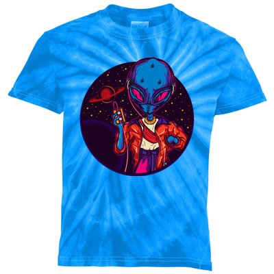 Cool Alien Headset Kids Tie-Dye T-Shirt