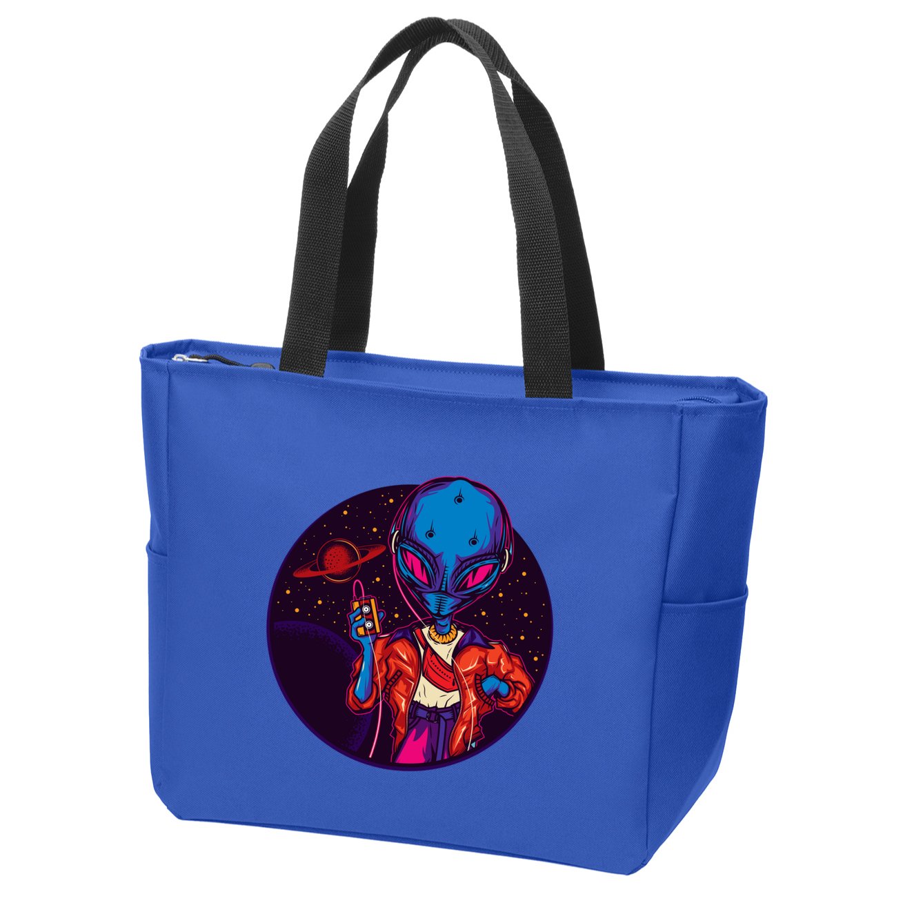 Cool Alien Headset Zip Tote Bag
