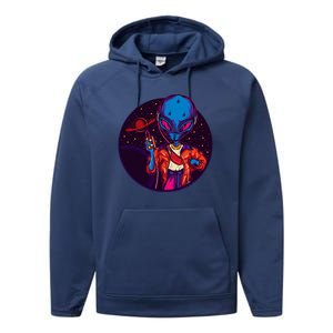 Cool Alien Headset Performance Fleece Hoodie