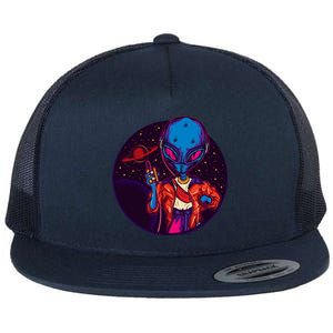 Cool Alien Headset Flat Bill Trucker Hat